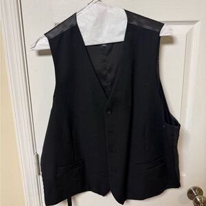 Pronto Uomo Suit Vest Mens XXL Black Solid Wool Formal Dress Waistcoat